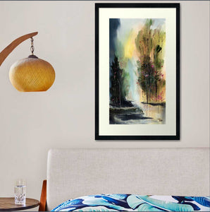 Daybreak 5 watercolor painting for sale online with interior
