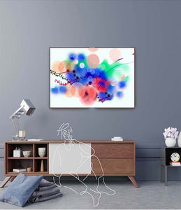 Digital Flowers Painting with Interior-NeneArts