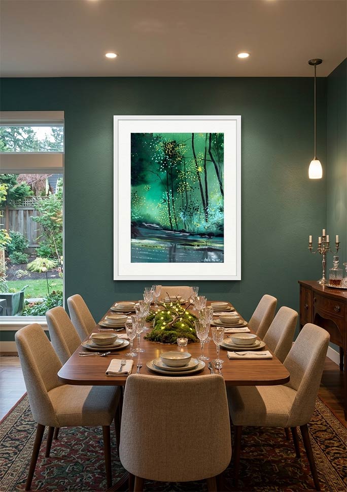 Connecting-Dots-painting-by-Nenearts-Shown-in-Dining-Room