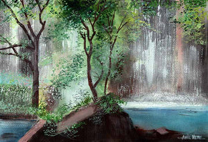 Falling Waters Watercolor Original Painting For Sale By NeneArts
