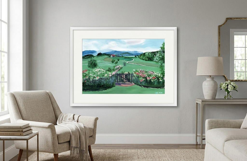 Green-Pastures-Painting-in-Living-Room-set-up-by-NeneArts