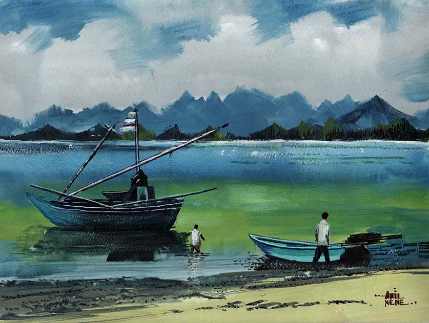 Two Boats New Watercolor Painting For Sale By NeneArts