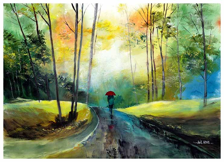 A Walk in The Rain: Painting for Living room - NeneArts