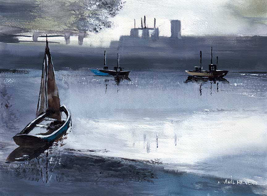 Boats In Twilight Art Print - NeneArts