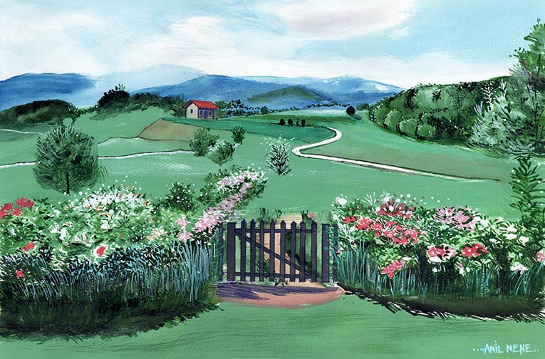 Green Pastures Original Painting By NeneArts - NeneArts