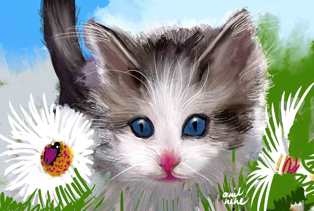 Kitten Digital Painting Art Print - NeneArts