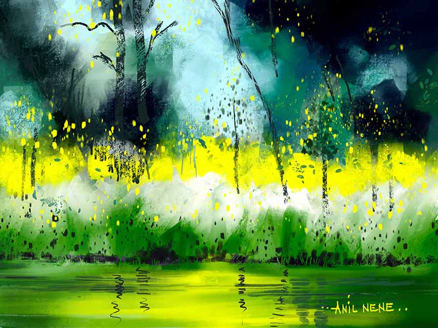 Light And Greens Digital Painting For Sale By NeneArts - NeneArts