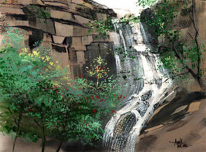 Waterfall New Painting By NeneArts - NeneArts