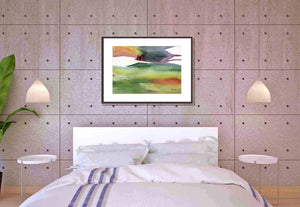 Abstract 21 Original Watercolor Painting For Sale Shown In Bedroom-NeneArts.jpg
