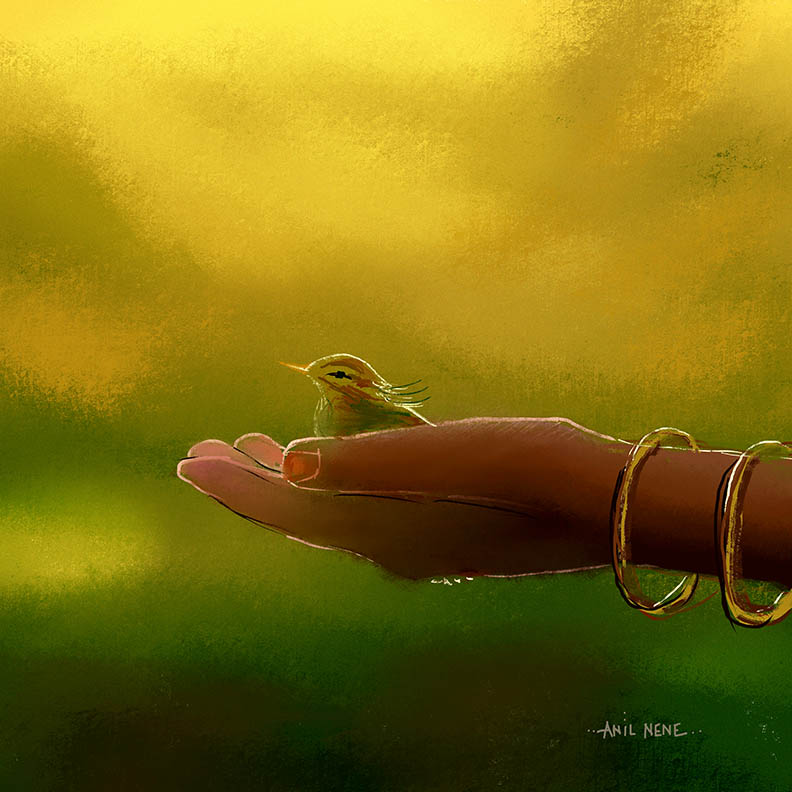Little Cute Birdie Digital Painting ArtPrint - NeneArts