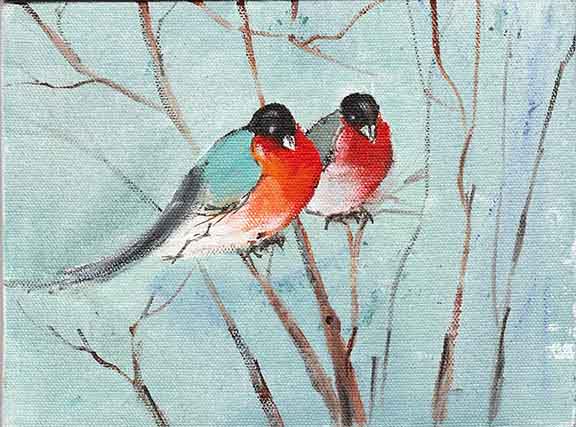 Love Birds 2 Original Acrylic Painting On Canvas Board-NeneArts.jpg