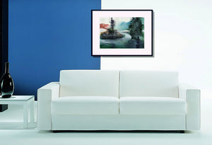 Monsoon Arrived Original Painting For Sale Shown In Living Room -NeneArts