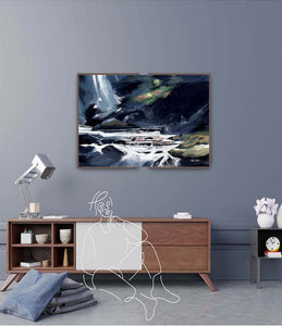 Mountain Stream Original Painting For Sale With Interior -NeneArts.jpg