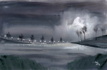 Load image into Gallery viewer, Night Walk 2 Original Watercolor Painting For Sale-NeneArts.jpg
