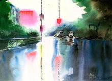 Load image into Gallery viewer, Rainy Day Original Watercolor Painting For Sale-NeneArts
