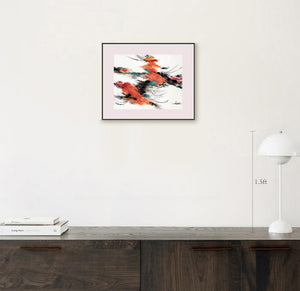 Red And Black Abstract Original Watercolor Painting Shown With Furniture-NeneArts.jpg