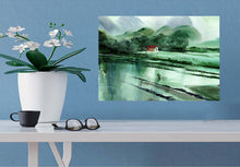 Load image into Gallery viewer, Romantic Rains Watercolor Original Painting For Sale With Interior - NeneArts.jpg
