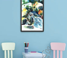 Load image into Gallery viewer, Stream1 Original Watercolor Painting Shown With Furniture-NeneArts.jpg

