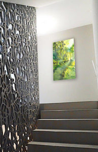 There's a light at the end original painting for sale shown in staircase - NeneArts.jpg