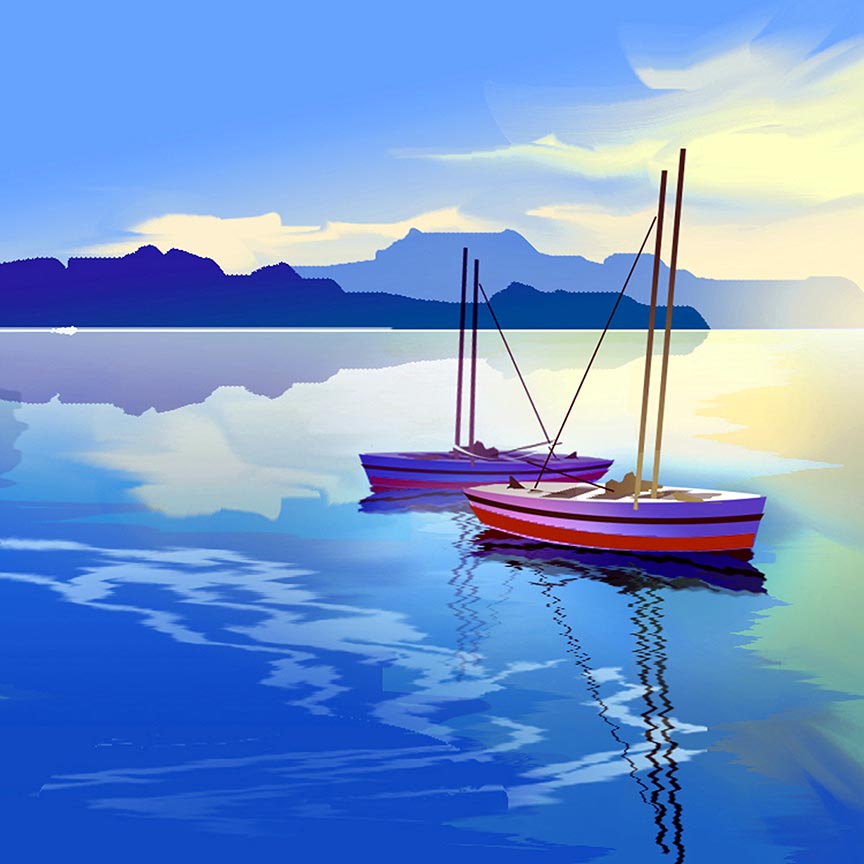 Two Boats Digital Painting Art Print NeneArts.jpg 