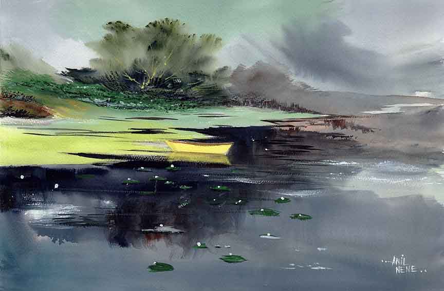 Yellow Boat Original Watercolor Painting For Sale  Online-NeneArta.jpg