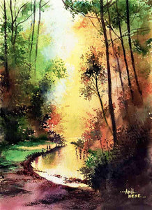 Yellow Light Original Watercolor Painting Art Print For Sale-NeneArts.jpg